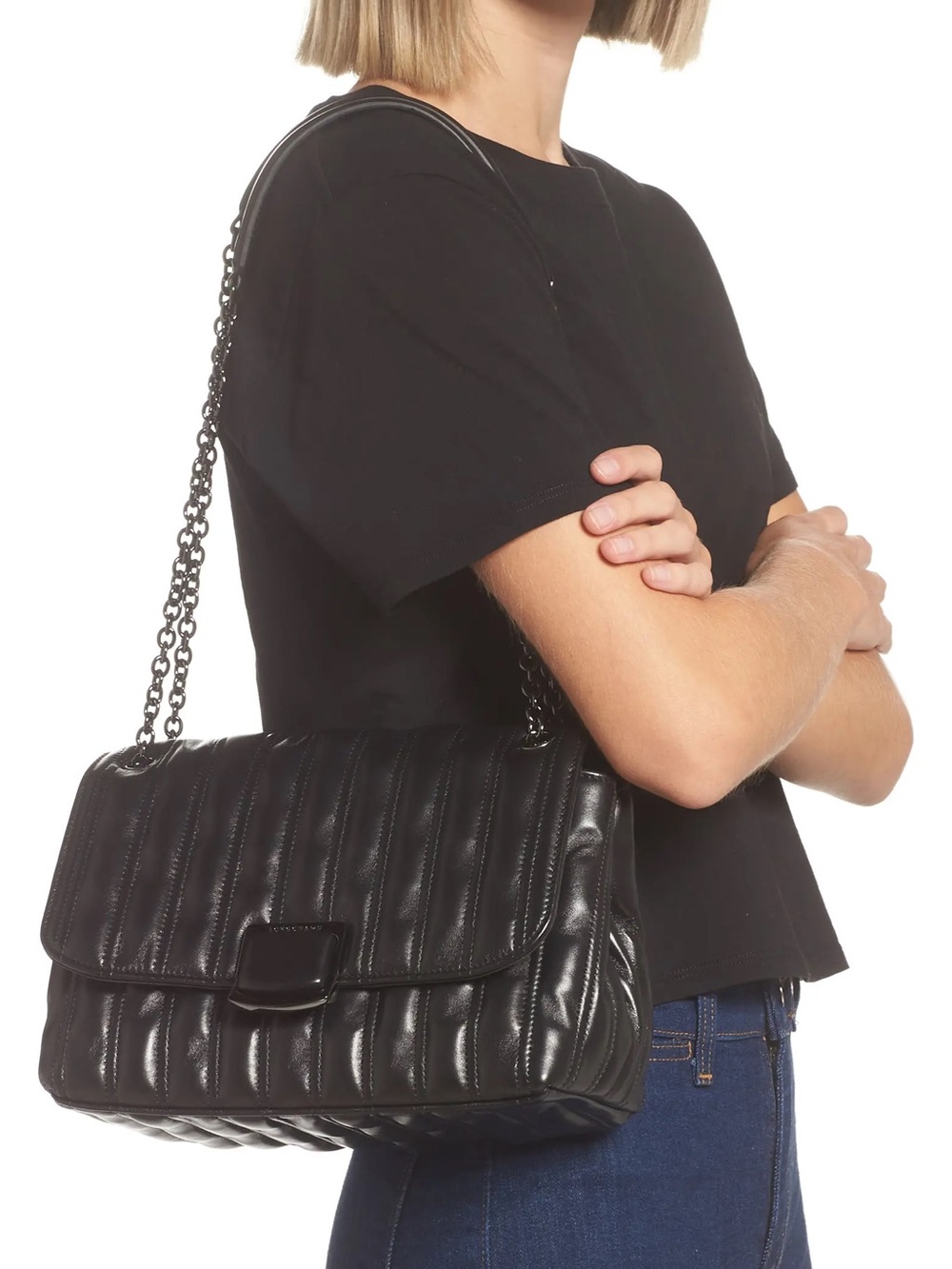Longchamp Brioche Quilted Black Leather Bag